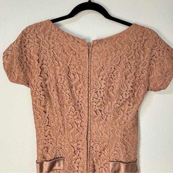 Vtg 50s 60s Lace Midi Dress Dusty Rose Sz S Mid-Century Elegant Old Money Party - Picture 10 of 13